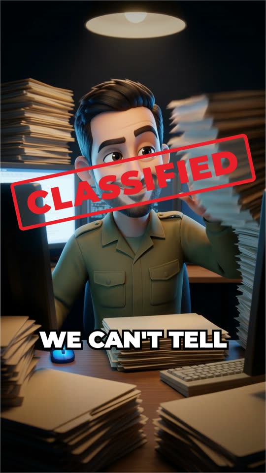 Animated character buried in classified folders